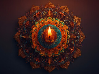 Diwali Fest mandala ethnicity icon design.