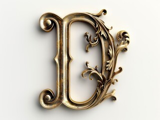 D old lettering in gold relief on white background