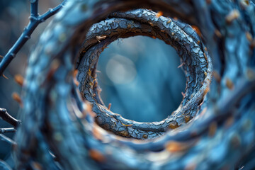 Poster - Abstract image of twigs being bent and twisted into the curved walls of a nest, showing the transformation from chaos to order,