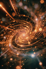 Poster - Scene of a lens surrounded by a halo of light, with beams shooting out and forming spiral galaxies,