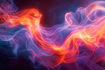 Poster - Artistic rendering of a lens acting as a source of colorful, abstract smoke-like trails of light,
