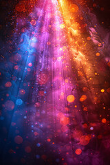 Poster - Artistic depiction of a lens emitting beams of light that form a cascading waterfall of colors,