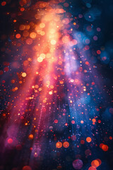 Poster - Illustration of a lens with beams of vibrant energy radiating outward in all directions, creating a sense of explosive motion,