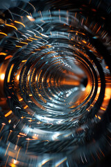 Aufkleber - Abstract image of a lens with concentric rings of light pulsating and expanding, symbolizing waves of energy,