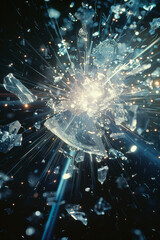 Aufkleber - Illustration of a lens with a burst of geometric shapes and lines, each element moving outward in a radial pattern,