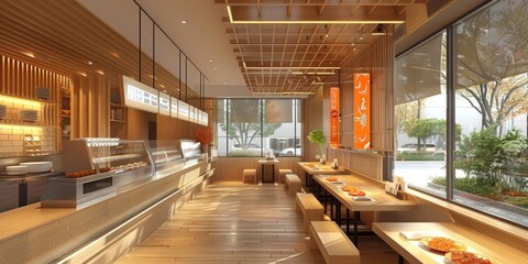 Wall Mural - quick service restaurant interior . ai generated