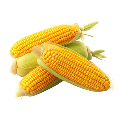 Sticker - 3D yellow corn cobs isolated on transparent background, png, cut out