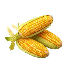 Sticker - 3D yellow corn cobs isolated on transparent background, png, cut out