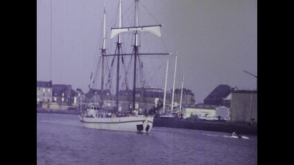 Wall Mural - France 1982, Sailing Ship Arriving 1980s