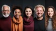 © AS Photo Family - Five diverse individuals show unity and diversity in a multi-ethnic portrait against a dark backdrop