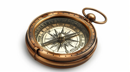 brass compass on white surface