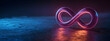 © E - Neon symbol loop sign light background 3d line abstract infinite glow digital blue shape concept icon 8. Loop symbol neon circle effect limitless wave brush logo energy space design technology curve