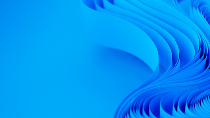 Poster - Blue layers of cloth or paper warping. Abstract fabric twist. 3d render illustration