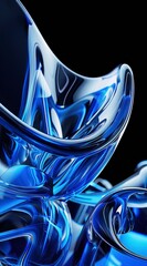 Wall Mural - Macro view of a blue glass on black background