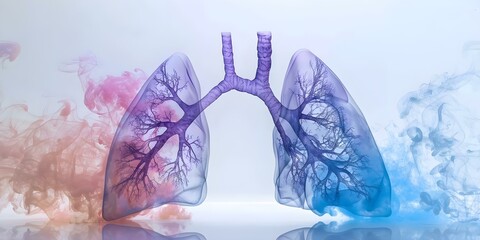 Wall Mural - Healthy Lung vs Lung with Chronic Obstructive Pulmonary Disease: A Comparative Analysis. Concept Respiratory Health, Lung Function, COPD Symptoms, Lifestyle Impact, Treatment Options