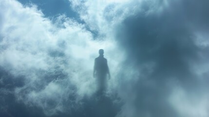 Wall Mural - a ghostly form casting its shadow upon the clouds creating a breathtaking optical illusion.