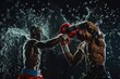 © Fotograf - Two men fighting in the water with boxing gloves. Suitable for sports and competition concepts.
