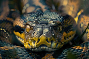 Poster - Close up photo of a snake's head. Perfect for educational materials or wildlife publications