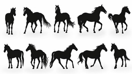 Aufkleber - A dynamic image of horses running in silhouette. Perfect for equestrian themes