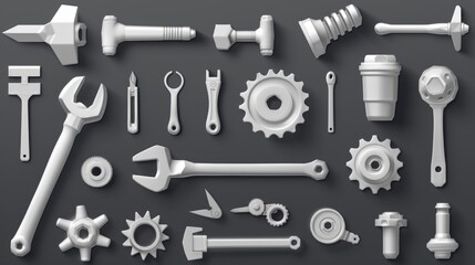 Poster - Assorted tools displayed on a table, suitable for DIY projects and construction concepts