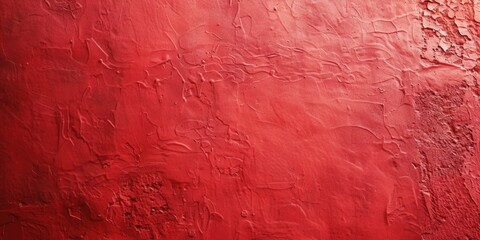 Wall Mural - Detailed view of a vibrant red painted wall, suitable for background or texture use