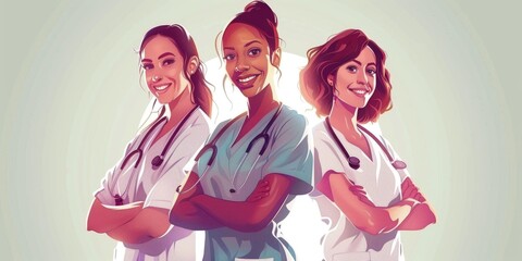Poster - A group of women standing next to each other. Suitable for various concepts