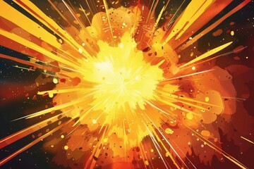 Poster - Bright explosion of yellow and red colors, suitable for various design projects