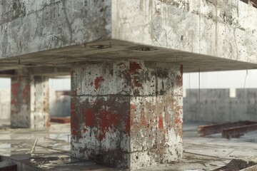 Aufkleber - A concrete structure with red paint, suitable for industrial themes