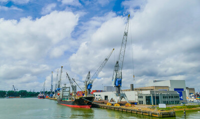 Dock in Harbor of Rotterdam Netherlands