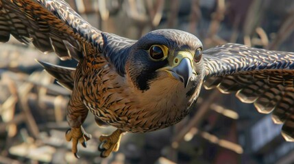 Canvas Print - A close up of a bird of prey in flight. Perfect for nature and wildlife concepts