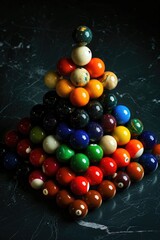 Poster - A pile of pool balls on a table, suitable for sports or entertainment concepts