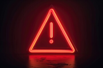 Poster - Neon sign with warning sign, suitable for cautionary or safety concepts