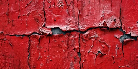 Poster - Detailed shot of a vibrant red painted wall, suitable for backgrounds or textures