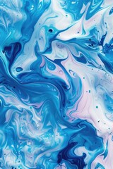 Poster - Close up of a vibrant blue and white liquid painting. Perfect for artistic projects