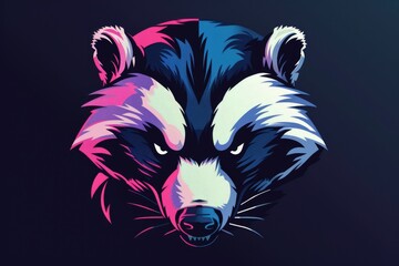 Aufkleber - Close up of a raccoon's face on a black background. Ideal for wildlife and animal themed designs