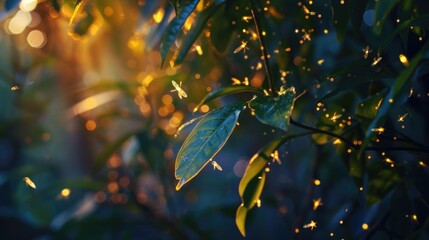 Poster - Sunlight filtering through tree foliage, ideal for nature-themed designs