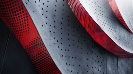 Poster - Close up of a metal surface with a red stripe. Perfect for industrial concepts