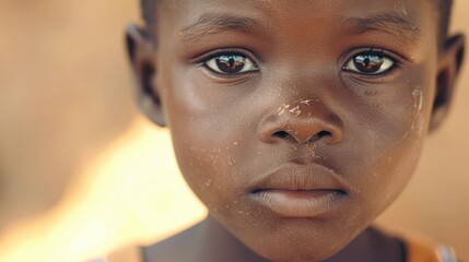 Poster - Close up of a young boy with striking blue eyes. Ideal for various projects and designs