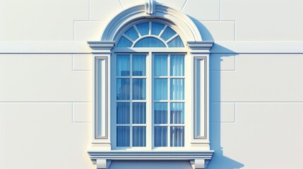Poster - White building with a clock on the window, suitable for architectural concepts