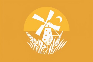 Poster - A scenic view of a windmill standing tall in a golden wheat field. Perfect for agricultural or rural concepts