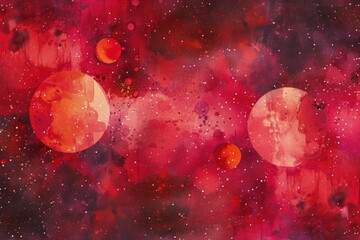 Poster - A painting of three red planets in space. Suitable for astronomy and science concepts