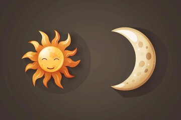 Poster - Sun and moon shining in dark sky, suitable for celestial concepts