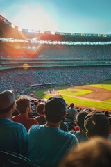 Poster - A crowd of people watching a baseball game. Suitable for sports events promotions