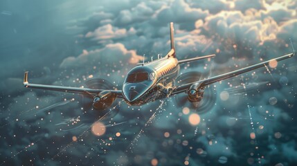 Aufkleber - Commercial airliner flying through dramatic clouds, suitable for travel or transportation concepts