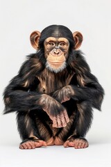 Poster - A monkey sitting with crossed hands. Suitable for nature and animal themes