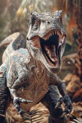 Poster - Close up of a toy dinosaur with open mouth. Great for educational materials
