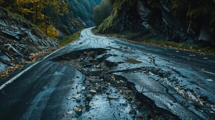 Poster - Large crack in the road, suitable for infrastructure projects