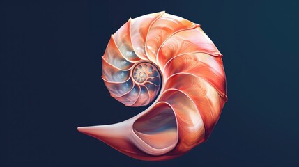 Poster - Detailed view of a shell on a dark backdrop. Ideal for marine and nature themes