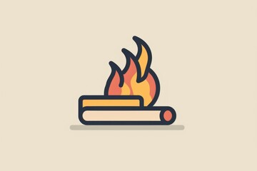 Poster - A burning fire in the center of an open book. Suitable for educational concepts