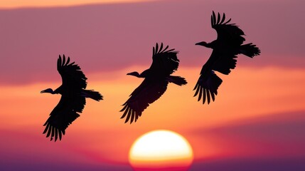 Poster - A couple of birds flying through the air. Suitable for nature and freedom concepts